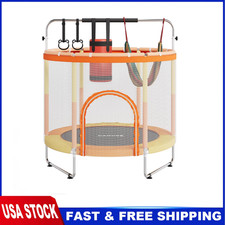 60-Inch Kids Trampoline Indoor Outdoor Play Center 400Lbs w/ Enclosure Net  Bar