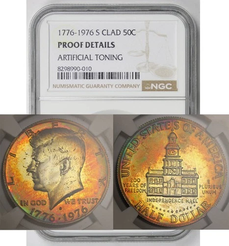 1776 - 1976-S Bicentennial Kennedy Clad 50C Proof Details NGC Artificial Toning