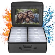 Photo Storage Box with 18 Inner 4" x 6" Photo Case Clear , Fireproof Photo Or...
