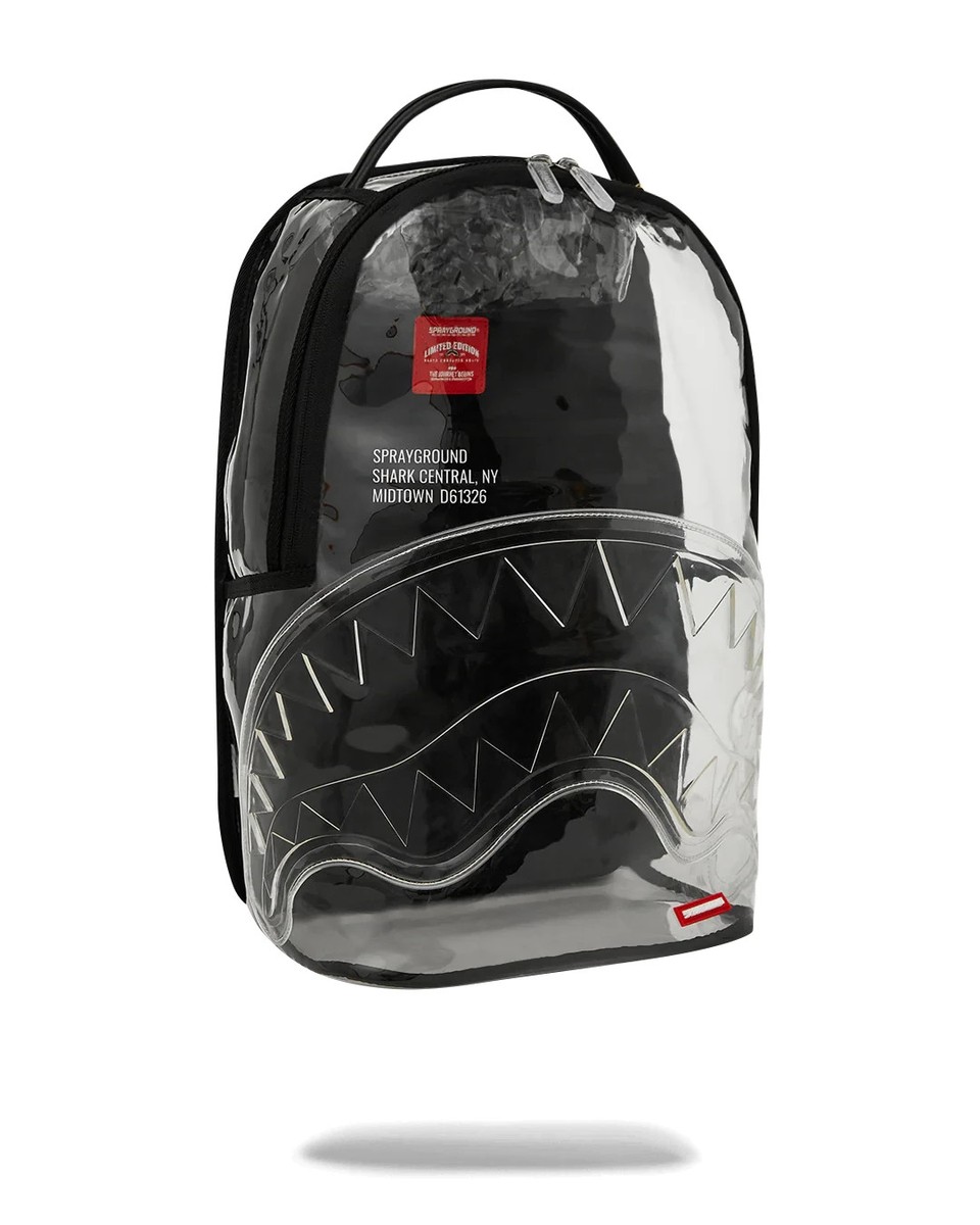Sprayground Shark Central Clear Black Panel Backpack🔥New Bookbag