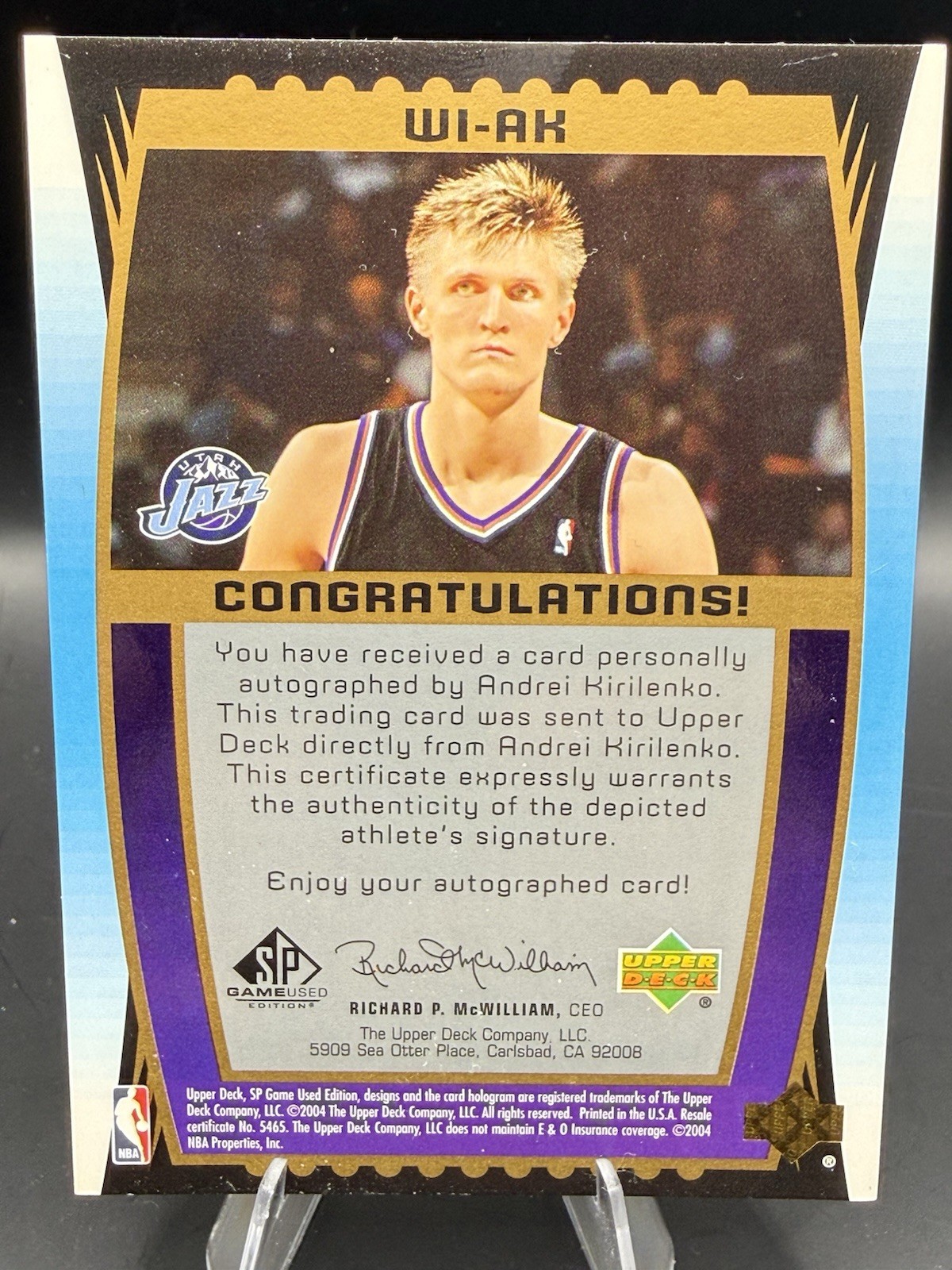 Andrei Kirilenko Sp Game Used Wood Impressions Auto Autograph /75 view 2