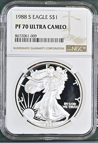 1988 S Proof Silver Eagle NGC PF-70 ULTRA CAMEO -009
