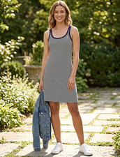 Ralph Lauren Navy White Striped Sleeveless Scoop Neck Tank Dress Knee Sz SP