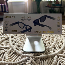 AIMB-V3 Smart Glasses Bluetooth Audio Eyeglasses Black w/ 2 Sets Lenses