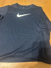 Nike Youth Long Sleeve T-Shirt Dri-Fit Casual Blue/White Swoosh Logo YL