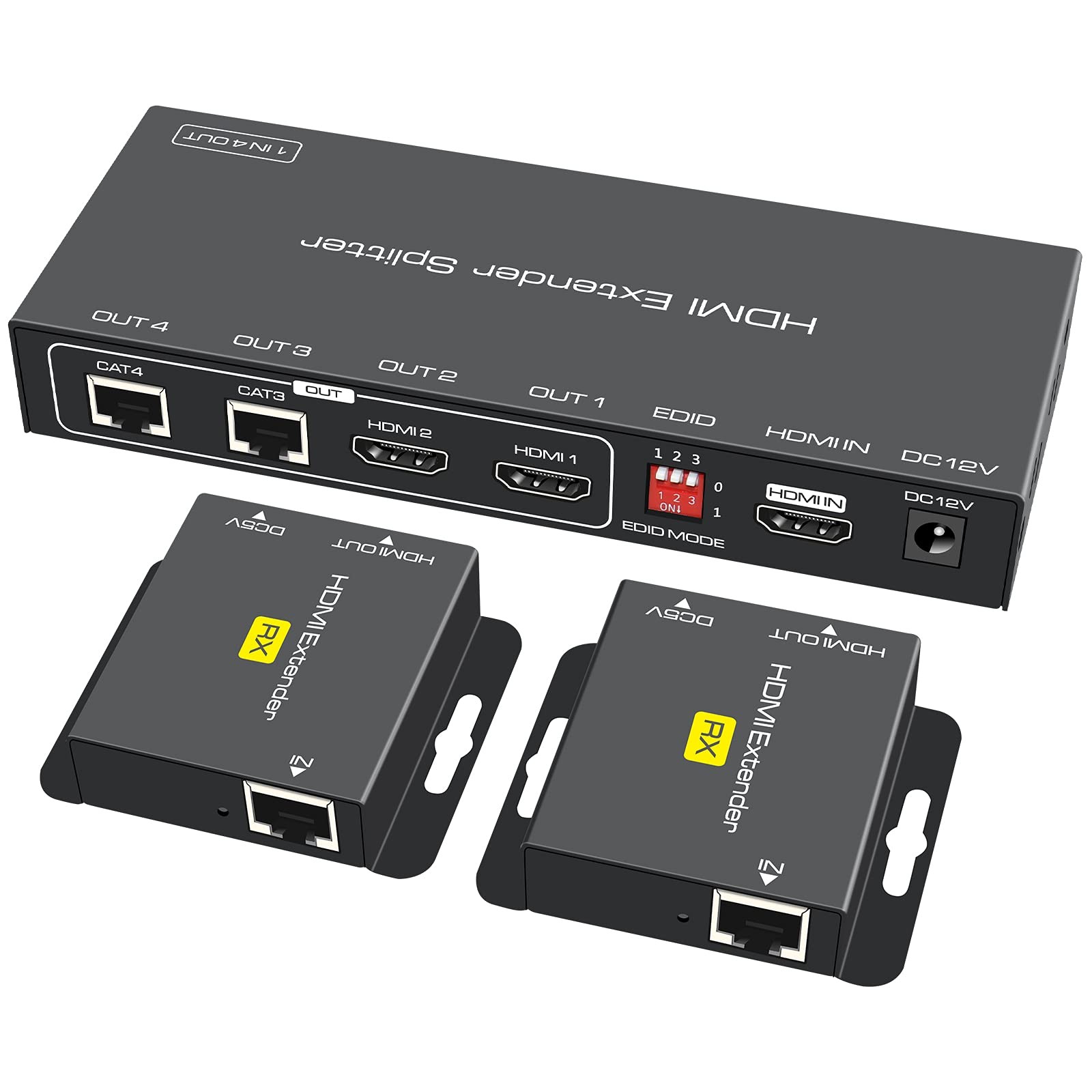 1x2 HDMI Splitter Over Cat5e/6 Extender Up to 165 Feet