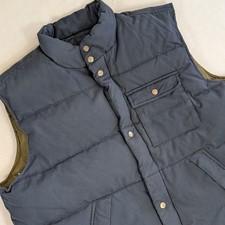 Vintage Route 66 Down Puffer Vest Jacket Men XL Snap Pockets Navy Blue Outdoors