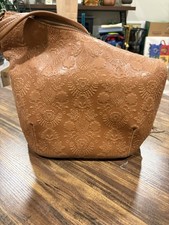 The Sak Borsa Hobo Donna Media Marrone Floreale Goffrata Zip, Nappa, Oro