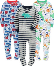 Baby-Boys 3-Pack Snug Fit Footed Cotton Pajamas