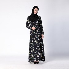 Africa Elegant Dress Women Long Sleeve Printing Long Maxi Abaya Kaftan Robe Gown