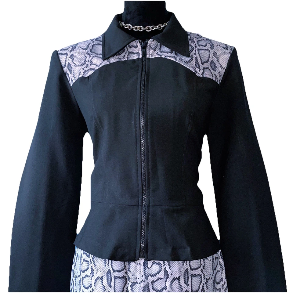 Conjunto de traje mini falda vintage años 90 2 piezas piel de serpiente estampado animal disfraz años 80 Foto 4 de 4