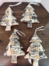 Set Of 4 Christmas Tree Shaped Soft Fabric Ornaments