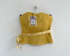 Coast Silk Ruched Boob Tube Top Yellow Crop Camisole Pleated UK 10 💖 BNWT