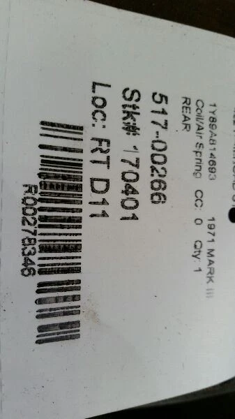 Drivers Left Rear Coil Spring for 68-73 Lincoln Mark III - Image 2 of 3