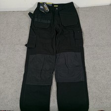 NEW BLAKLADER Canvas Work Pants 1630 Mens 32x34 Black Knee Pouch Cargo Pockets