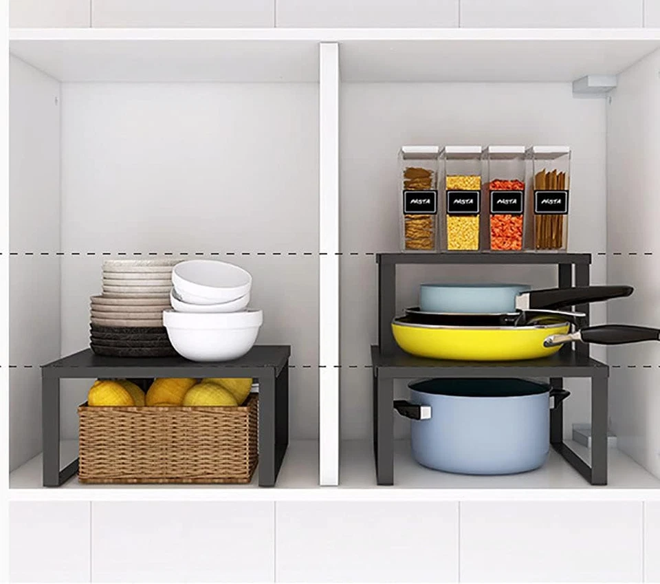 Scaffale Da Appoggio Impilabile in Metallo Compartimenti per Mobili Portaspezie, - Immagine 2 di 4