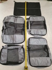 5 pcs -packing travel storage organiser suitcase backpack cubes bags -grey/black