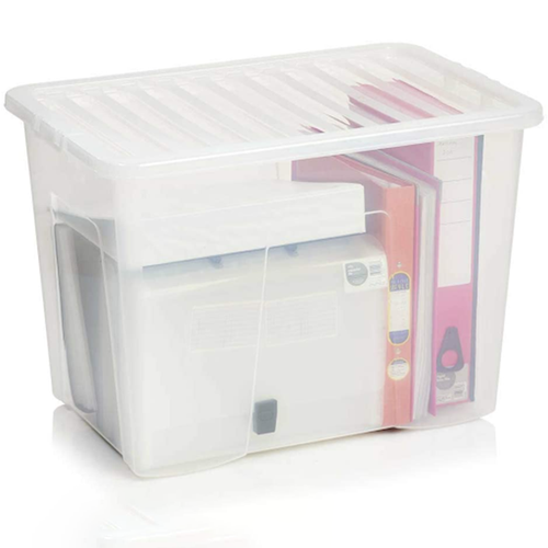 80 Litres Clear Plastic Storage Box with Lid Multiuse Containers Set of 1-3-6-10 - Picture 9 of 64
