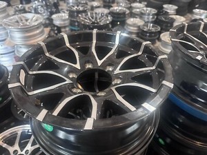 15" X 6", 6 LUG ON 5.5"  ALUMINUM TRAILER WHEEL - BLACK