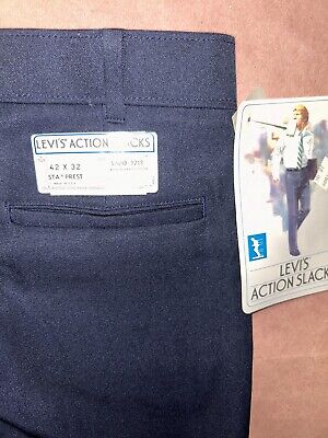 Vintage 1980's Levis Action Slacks, Mens Blue USA, Deadstock Vintage 1980's Levis Action Slacks, Mens Blue USA, Deadstock