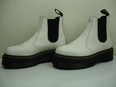 Doc Dr. Martens 2976 Quad Chelsea Boots White Leather Women's UK 5 US 7 Platform