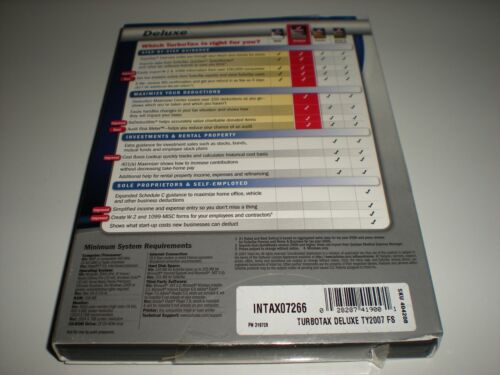 Turbotax 2007 Deluxe with state. Ugly Box. New sealed blemished box. - Picture 2 of 2