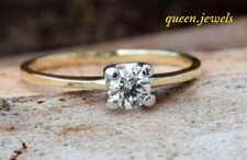 1.24CT Lab-Created Round Cut Solitaire Diamond Wedding Ring 14K 2-Tone Gold Over