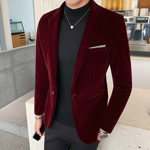Hombre Terciopelo Boda Vestido Abrigo Chaqueta Americana Moda Informal |  eBay