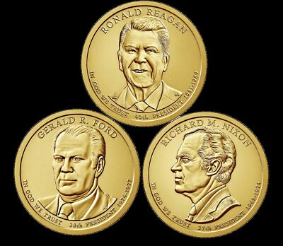 A 2016 Presidential Dollar THREE (3) Coin Set Brilliant Uncirculated BU Mint US