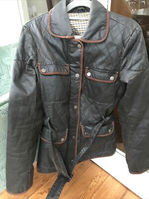 LAURA ASHLEY Ladies Dark Brown Belted Wax Jacket UK 12 Great Condition  UK
