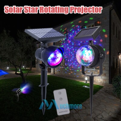 RGB LED Star Projector Solar Powered Outdoor LED Moving Laser Light with Remote