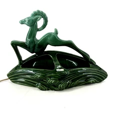 Vintage 1950s MCM Royal Haeger Gazelle Impala Deer TV Lamp Planter Light Works