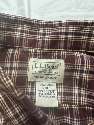 L.L. Bean Mens Oxford Shirt Red Traditional Fit Pockets Cotton Large - Picture 3 of 6