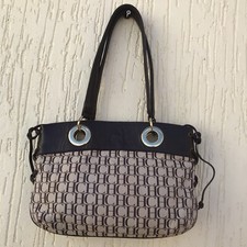 Carolina Herrera bags Monogram beige Canva brown Leather CH Shoulder Bag WOMENS