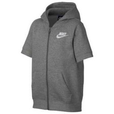 Nike Boy's Sportswear Grey/White Short Sleeve Club Hoodie 908232-063 Size L