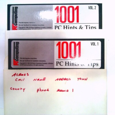    PC Computing~1001 PC Hints & Tips~2 ea. 5.25 Floopy Disks~1992 vtg