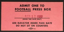 1952 Wrigley Field Football Press Box Pass Chicago Bears NFL Vintage Sports 