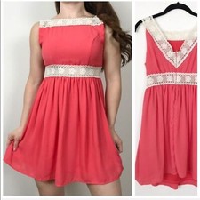 ALTAR’D STATE Coral Crochet Lace Embroidered Floral Bohemian Dress Small