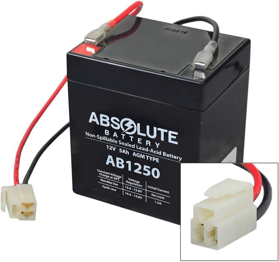 12 Volt Battery (5 Ah with Harness) - for the Razor MX125, 12V Rechargeable SLA