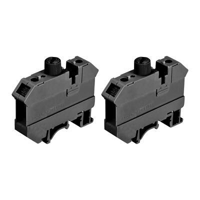 DIN Rail Mount Fuse Holder Terminal Blocks Black UK10 Pack of 2