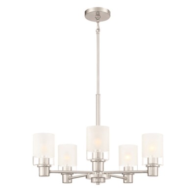 Designers Fountain Cedar Lane 5-Lt Chandelier, Nickel/Clear/Etch - D236M-5CH-BN