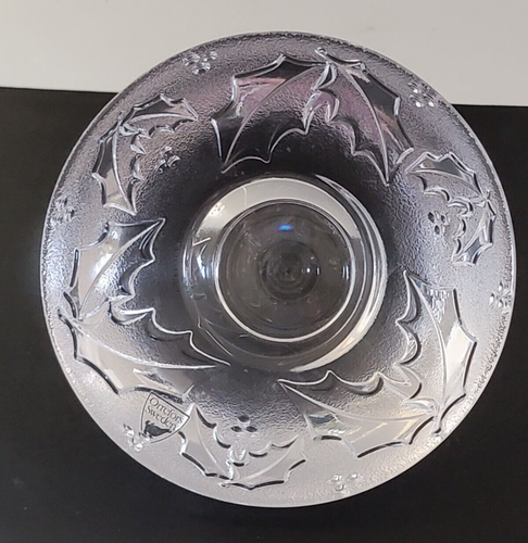 Orrefors Sweden Crystal Holly Votive Holiday Tea Candle B41-8233 - Picture 3 of 12