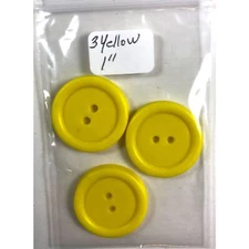 3 Yellow Flat Sewing Button 1" - 2 Hole Replacement Sewing Buttons vn