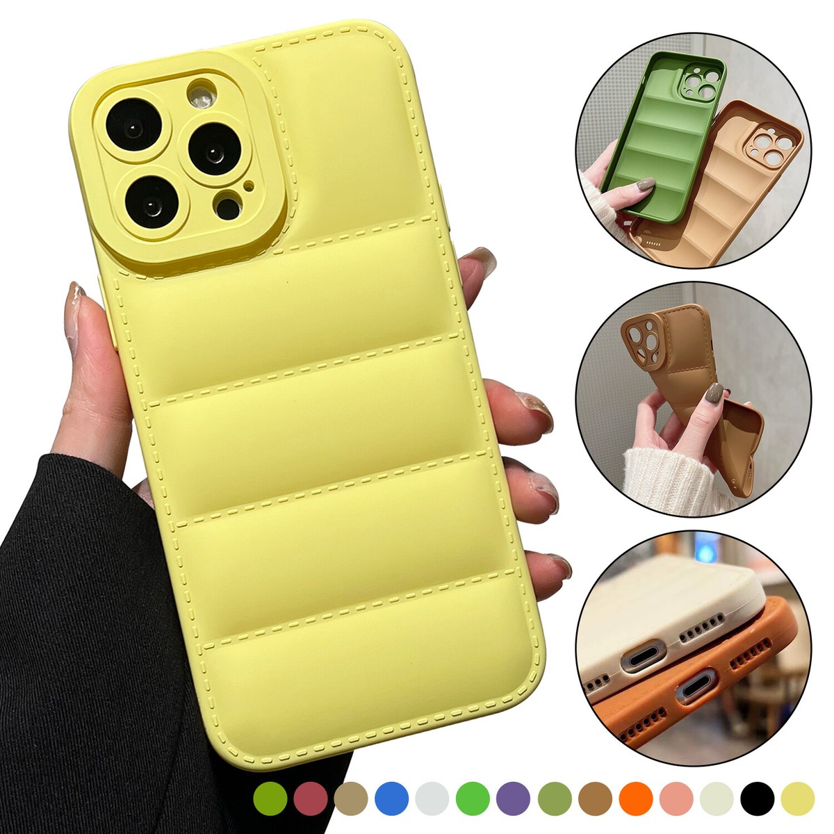 For iPhone 15 14 13 12 11 Pro Max Soft Down Jacket Touch Rubber Shockproof  Case
