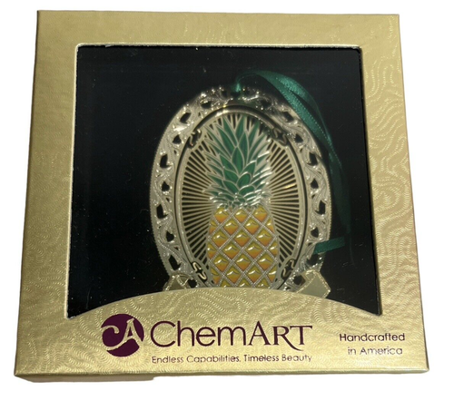Charleston Pineapple Christmas Ornament 2009 ChemArt Gold Finish 3D Hospitality - Picture 3 of 5