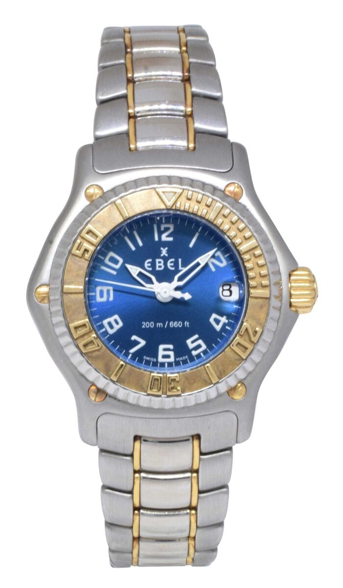 Ebel Discovery 18k Yellow Gold/Steel Blue Dial Ladies 30mm Ebel Discovery 18k Yellow Gold/Steel Blue Dial Ladies 30mm