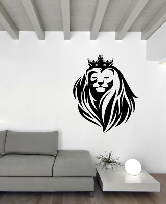 Vinyl Wall Decal Wild Cat Animals Lion Head Predator King Crown (n1619 ...