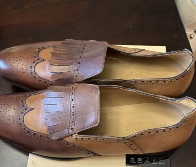 Mens Paul Fredrick Italian Leather Tassel Loafers Made In  display picture 2