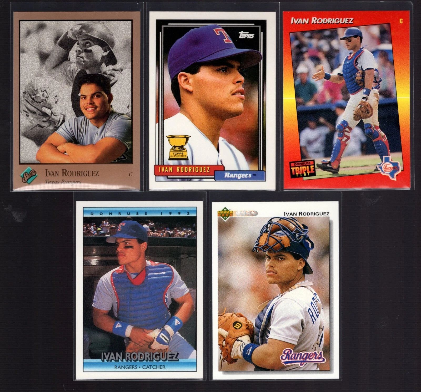 IVAN PUDGE RODRIGUEZ 1992 BASEBALL CARD LOT TOPPS UPPER DECK TEXAS RANGERS