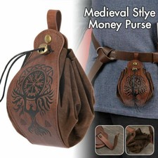 Medieval Faux Leather Pouch Drawstring Purse Vintage Belt Pouch Dice Bag Cosplay